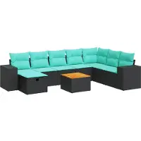 vidaXL Ensemble de salon de jardin 9 pièces avec coussins noir poly rotin