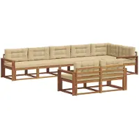 vidaXL Ensemble de canapés d'extérieur avec coussins 8 pièces Nature et Beige