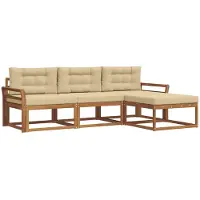 vidaXL Ensemble de salon de jardin, 4 pièces, couleurs naturelles et beige