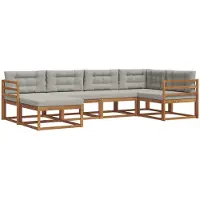 vidaXL Ensemble de canapés d'extérieur avec coussins 6 pièces Naturel et gris clair