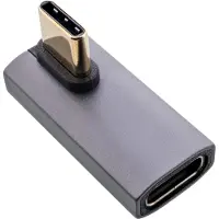 InLine Adaptateur USB4, USB-C prise/prise femelle verticale coudé à droite/gauche, gris