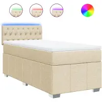 vidaXL Lit boxspring avec matelas Crème 90x200 cm Tissu