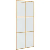 vidaXL Paroi de douche Walk-in Or 90 x 195 cm Verre trempé