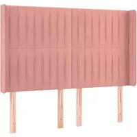 vidaXL Tête de lit avec oreilles rose 147x16x118/128 cm velours