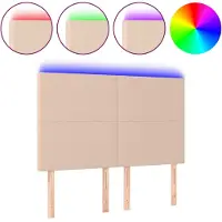 vidaXL Tête de lit LED cappuccino brun 144x5x118/128cm similicuir