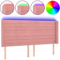 vidaXL Tête de lit LED rose 203x16x118/128 cm velours
