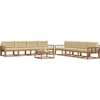 vidaXL Ensemble de canapés d'extérieur avec coussins 9 pièces Nature et Beige