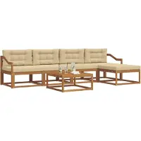 vidaXL Ensemble de canapés d'extérieur avec coussins 6 pièces Nature et Beige