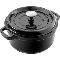Kadax Marmite en fonte 4,5 litres, Ø 23 cm, cocotte en fonte émaillée, marmite ronde avec couvercle, cocotte pour mijoter, rôtir, cuire et cuisiner, marmite à rôtir (noire)