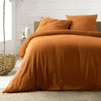 Douceur d'intérieur Parure de lit - - ANGELIA - Gaze de coton - 240 x 220 cm - Marron Claire Naturel