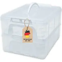 Intirilife Boîte de transport Boîte pour gâteaux et cupcakes 2 étages en plastique blanc - 36.1 x 26.1 x 21.2 cm - Boîte de transport pour muffins Boîte à gâteaux