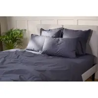 Emma Housse de Couette Percale de Coton 200x200 - Gris Foncé