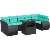 vidaXL Ensemble de jardin canapé 8 pièces avec coussins noir poly rotin