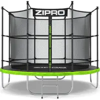 Zipro Trampoline Jump Pro IN | 8FT Ø 252 cm | Trampoline de jardin Trampoline pour enfants Kit complet avec filet intérieur, échelle et housse de protection, extérieur, vert