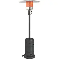 Outsunny Chauffage exterieur terrasse, parasol chauffant gaz portable 11 KW niveaux de chauffe réglable avec protection anti-basculement et roulettes pour jardin, surface chauffable 7 m², noir