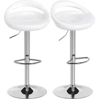 HOMCOM Lot de 2 tabourets de bar, chaises de bar réglable en hauteur, chaise haute cuisine avec dossier et repose-pieds, pivotant à 360°, ABS et métal, pour salle à manger, comptoir, blanc