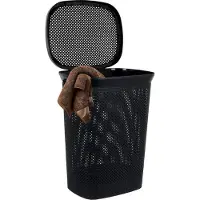 Bathroom Solutions Panier à linge Koopman Diamond – 60 litres – Avec couvercle – Noir – Polypropylène (60 l)