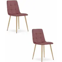 Leobert Chaise - - Kara - Velours Rose/Pieds Bois - 44,5 X 50,5 X 87 Cm - Lot De 2