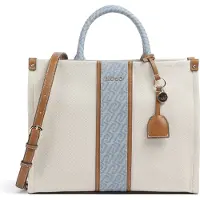 Liu Jo pour femme. AA6206-T388A Sac moyen en jacquard beige, bleu (OSFA), Casuel, Coton, Denim