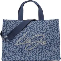 Liu Jo pour femme. 2A6026-D3200 Grand sac fourre-tout en denim bleu à imprimé animalier (OSFA), Casuel, Coton