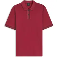 BOSS Polo en coton mercerisé avec finitions à rayures