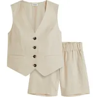 Bonprix Gilet sans manches et short en lin mélangé
