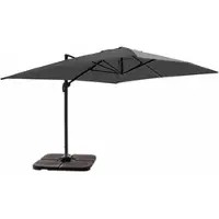 Oviala Parasol déporté 4x3 m 360° inclinable + 4 dalles à lester gris - Caserta