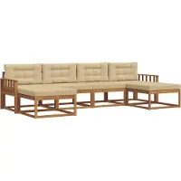 vidaXL Ensemble de canapés d'extérieur avec coussins 6 pièces Nature et Beige