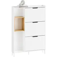 SoBuy FSR209-WN Meuble à chaussures, blanc, compact, rangement pour 9 paires de chaussures, idéal pour les petites pièces et les maisons, MDF + bambou, 90 x 19 x 129,5 cm FSR209-WN