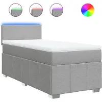 vidaXL Lit boxspring avec matelas gris clair 90x190 cm Tissu