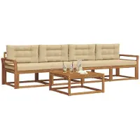 vidaXL Ensemble de canapés d'extérieur avec coussins 5 pièces Nature et Beige