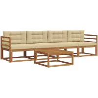 vidaXL Ensemble de canapés d'extérieur avec coussins 5 pièces Nature et Beige