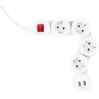 Allteq Bloc multiprises - quadruple - USB -
