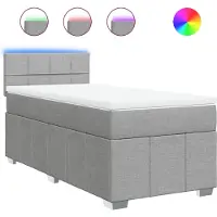 vidaXL Lit boxspring avec matelas gris clair 100x200 cm Tissu