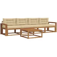 vidaXL Ensemble de canapés d'extérieur avec coussins 5 pièces Nature et Beige
