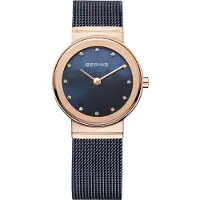 Bering Classic Montre dame bleu foncé/or rose 10126-367