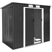 TecTake Abri de jardin métal 2,7 m² toiture monopente - gris/blanc