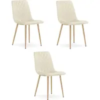 Leobert Chaise TURIN - velours beige clair / pieds couleur bois x 3
