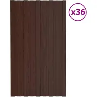 vidaXL : Panneau de toit, 36 pièces, marron, 80 x 45 cm, acier galvanisé