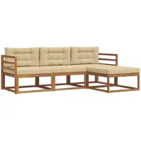vidaXL Ensemble de salon de jardin, 4 pièces, couleurs naturelles et beige
