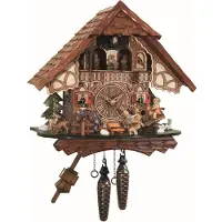 Engstler - 4916_QMT - Coucou - Quartz - Noyer - avec musique avec couple de danse - 34 cm