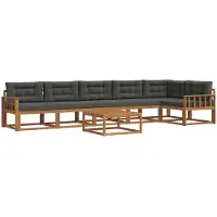 vidaXL Ensemble de canapés d'extérieur avec coussins 7 pièces Nature et Anthracite
