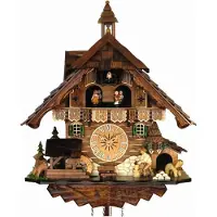 Engstler - 483_QMT - Coucou - Quartz - Noyer - avec musique avec couple de danse - 42 cm