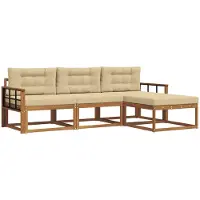 vidaXL Ensemble de salon de jardin, 4 pièces, couleurs naturelles et beige