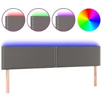 vidaXL Tête de lit LED Gris 200x5x78/88 cm Similicuir