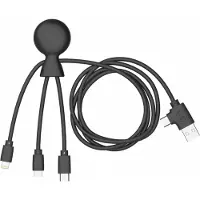 Xoopar Cable MrA+C/mUSB+USBC+MFI 1m reyclé Noir