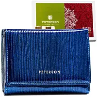NAN Peterson | Porte-monnaie RFID pour femmes, avec fermeture à ressort, bleu, 12.5x9 cm