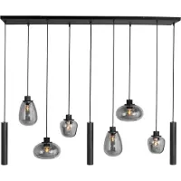 Steinhauer Lampe suspendue pour table à manger Reflexion noir avec verre fumé