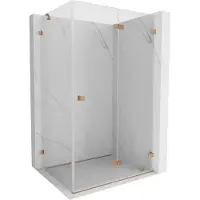 Mexen Lunar-F cabine de douche pliable droite 95 x 80 cm, transparent, cuivre brossé - 836-095-080-65-00-P