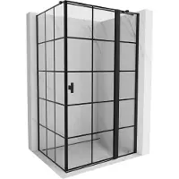 Mexen Cabine de douche pivotante droite Mist T 95 x 100 cm, grille noire, noire - 8A4T-095-100-70-77-P